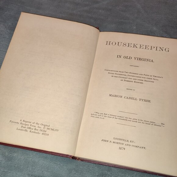 1879 Reprint Book Housekeeping in Old Virginia M.C. Tyree Louisville Kentucky - Picture 7 of 12